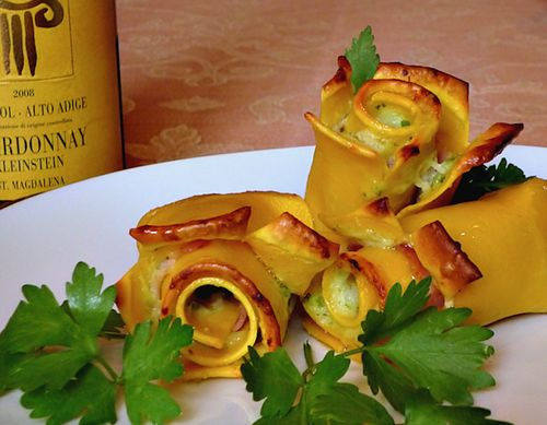 Rosette di Pasta al Cotto e Zucchine